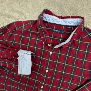 Cremieux Men's Shirt Size 3XB Plaid Long‎ Sleeve Button Front Flip Cuffs